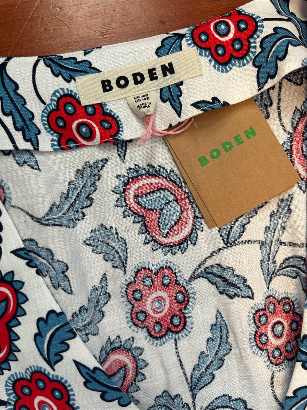 NWT Boden Eve 100% Linen Midi Dress With Short Sleeves Size 14 - Picture 2 of 13